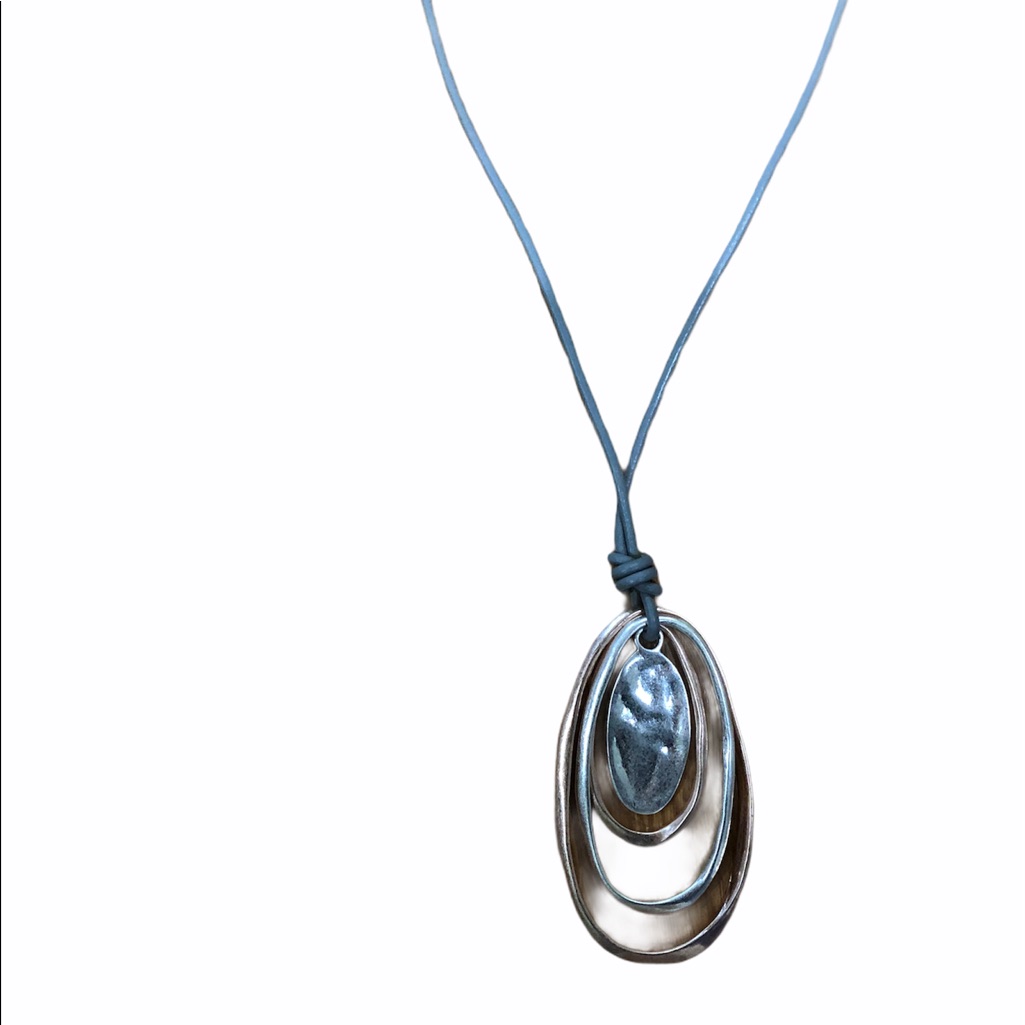 Necklace Oyster Nib Rose Gold Silver Gray Cord 17$